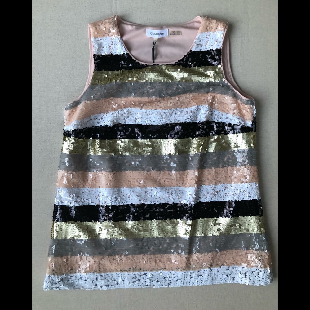 Sequin Calvin Klein Top, brand new with tags. S